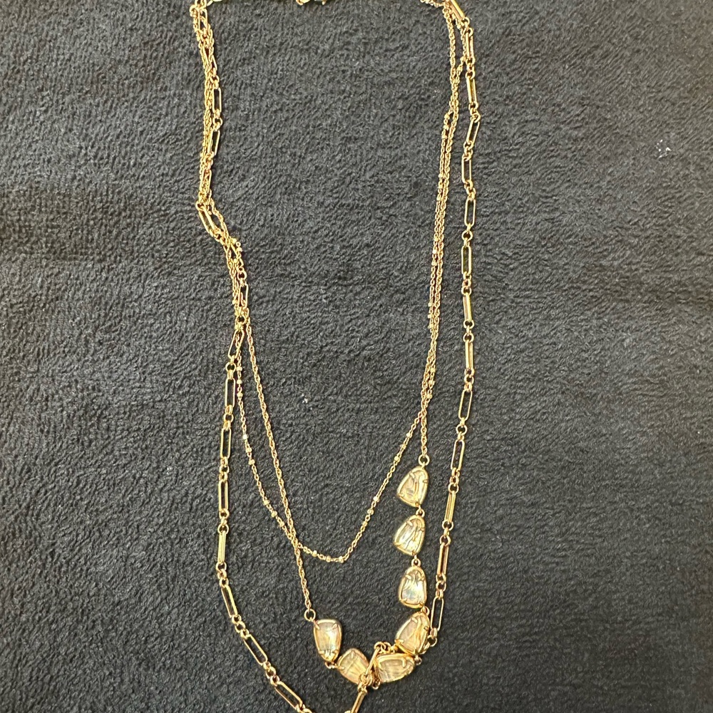 Kendra Scott Gold Layered Necklace with Teardrop Charms